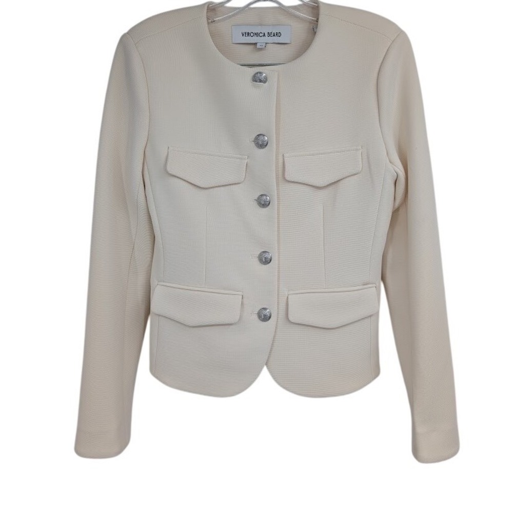 Veronica Beard Women's Kensington knit jacket ivory button‎ down sz XS